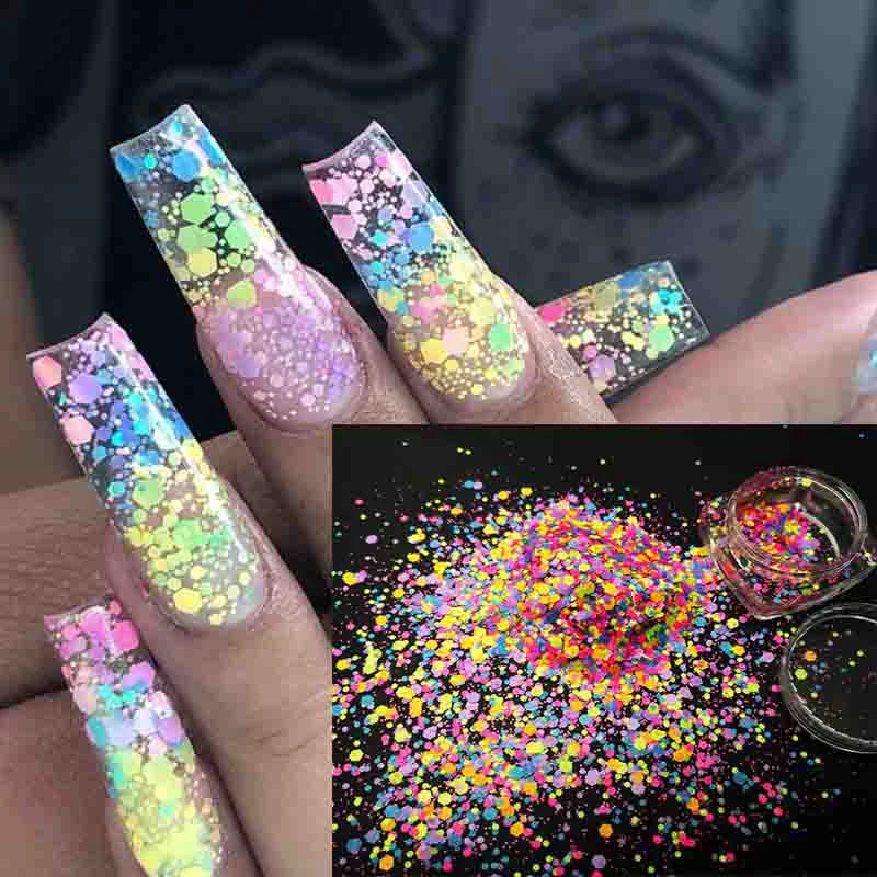 

Nail Art Glitter Neon Shape Nail Sequins Flakes Mix Shining Glitters Acrylic Gel Nails Decoration