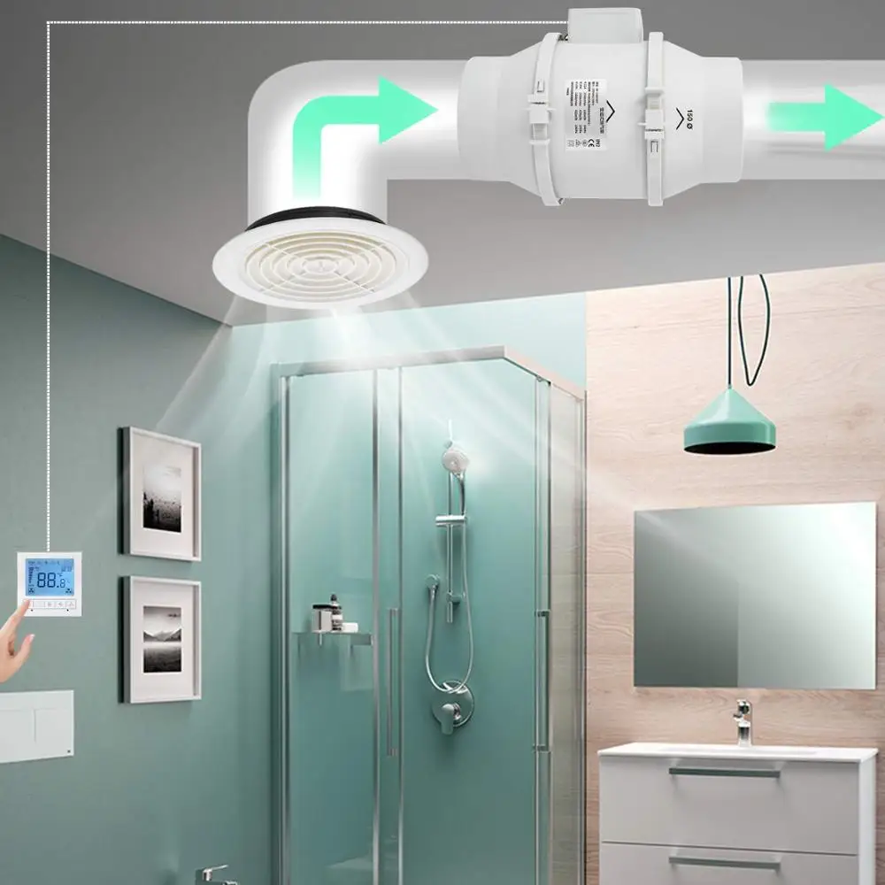 6 дюймовый бесшумный встроенный вентилятор с таймером и умным контроллером