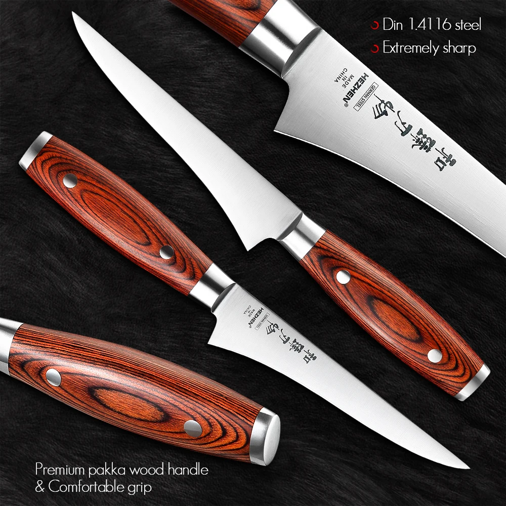 HEZHEN BASIS Series 5.8 Inches Boning Knives German Molybdenum Vanadium Steel Pakka Wood Handle &amp Stainless Rivet | Дом и сад