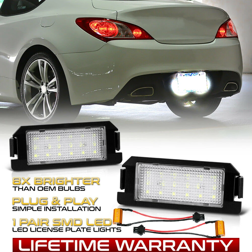 

2Pcs Error Free LED Number License Plate Light For Hyundai Genesis Coupe Terracan Veloster I10 I20 XG30 Tiburon Picanto Ioniq