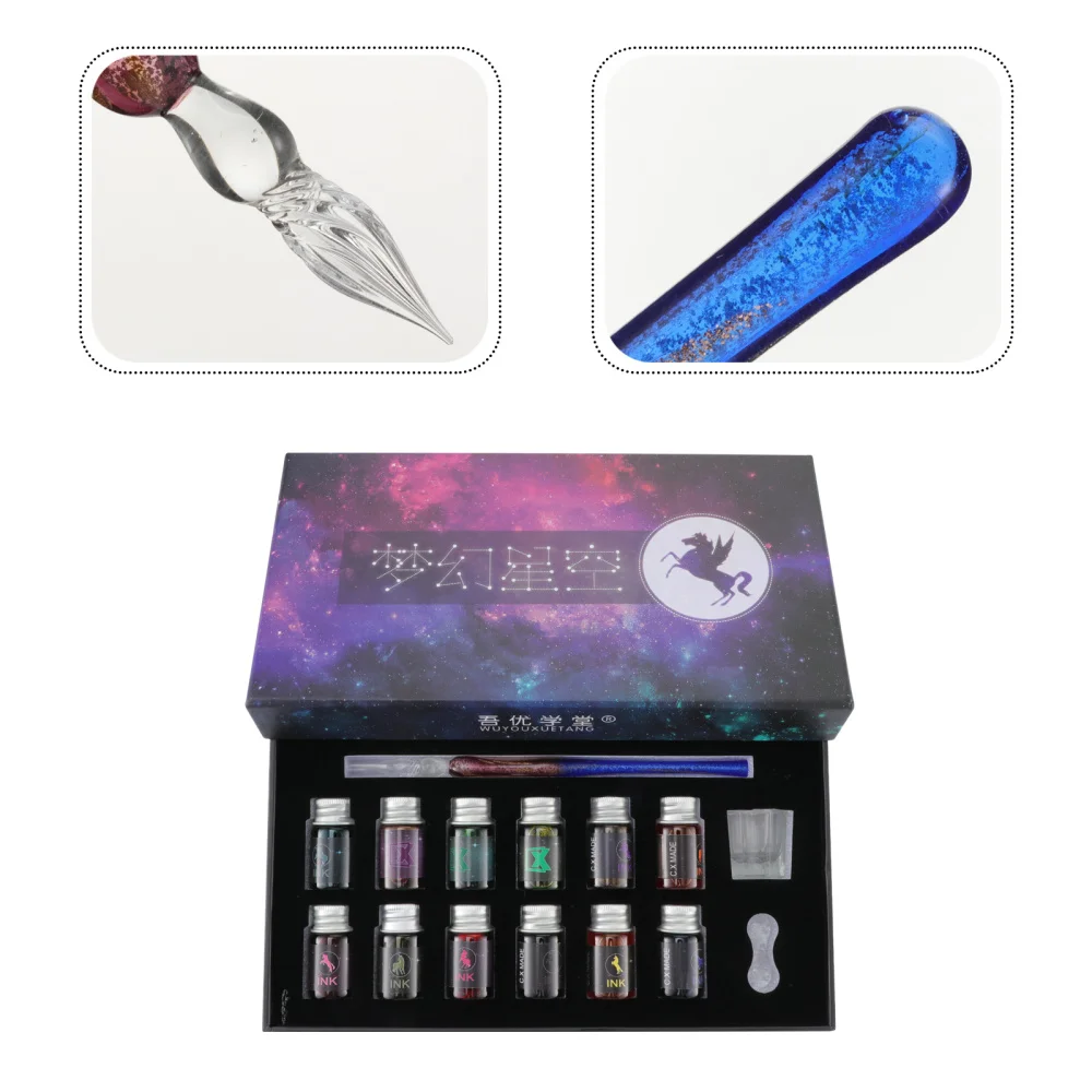 

1 Set of Glass Dip Pen Ink Calligraphy Pens Set for Beginners Delicate Pen Gift