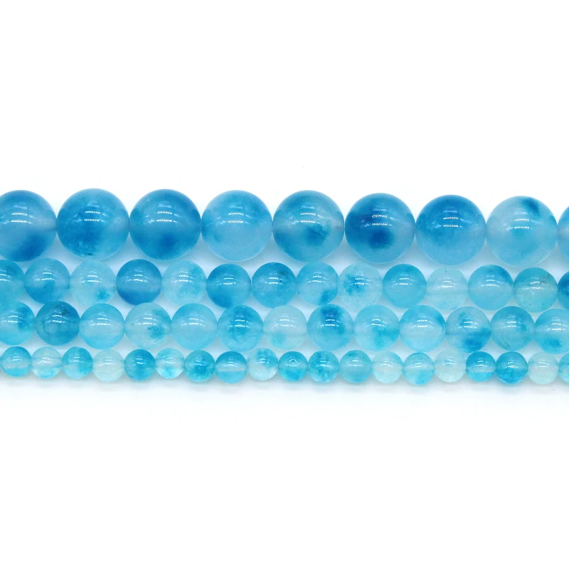 Бусины из натурального камня поплавковая синяя нить 4/6/8/10/12 мм для изготовления