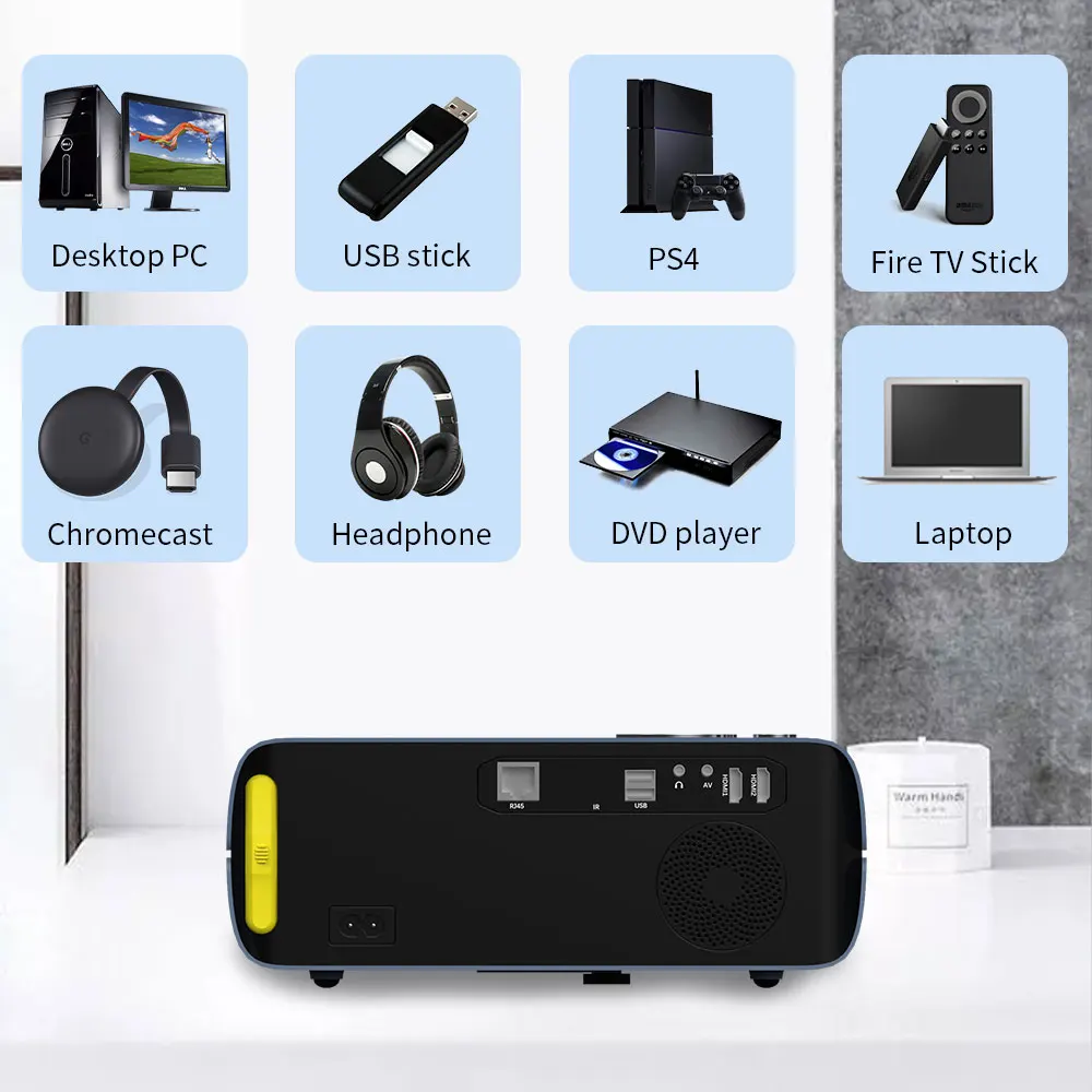 Full Hd проектор 1080P видео домашний кинотеатр 6500 люмен Android 9 0 Беспроводная система