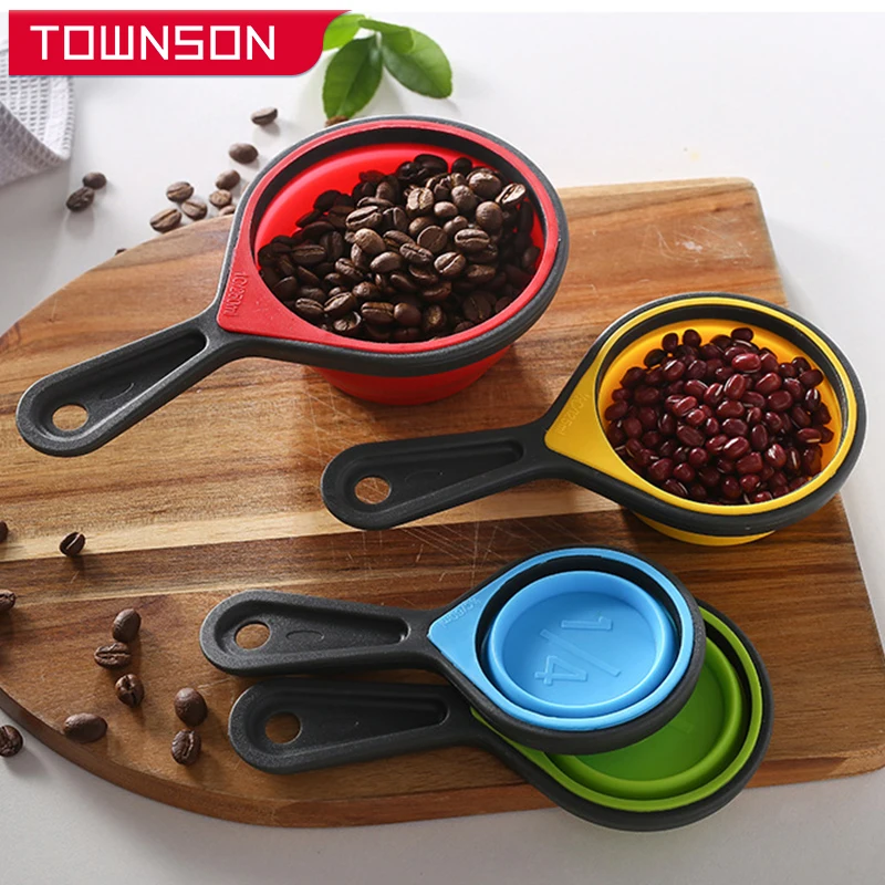 

4-х частей весы измерительный инструмент Силиконовый складной мерная ложка мерного стакана комплект Кухня инструменты Кухня аксессуары