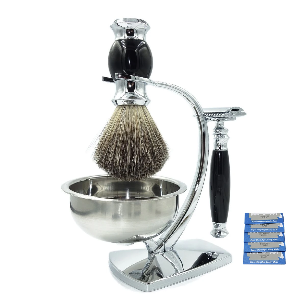 Набор для бритья iRAZOR мужской с лезвиями и кисточкой из барсука |