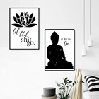 Фотообои черно-белые с надписью Let the shitgo, художественная цитата, Постер лотоса, Будды, настенная абстрактная картина, декор комнаты