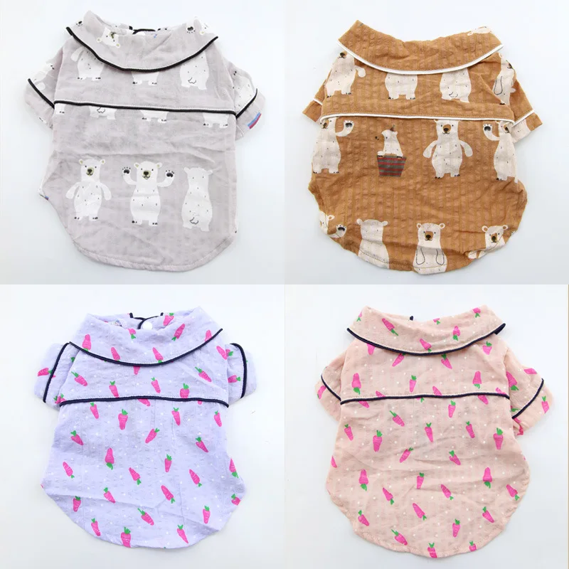 Рубашки для собак хлопковая летняя Домашняя одежда женская домашних животных