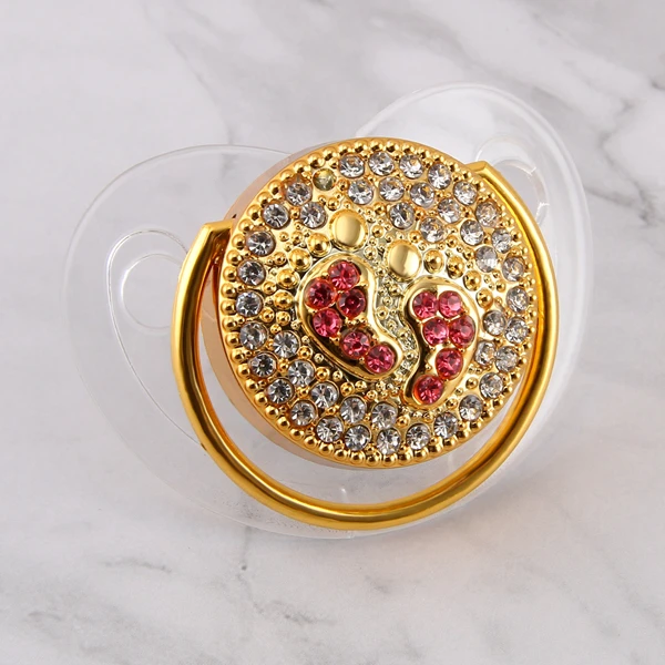 Footprint Роскошные Детские Соски Оптом Bling Bling Соска со Стразами Детские Ортодонтические Пустышки Кристалл Соска Соска - Цвет: Footprint