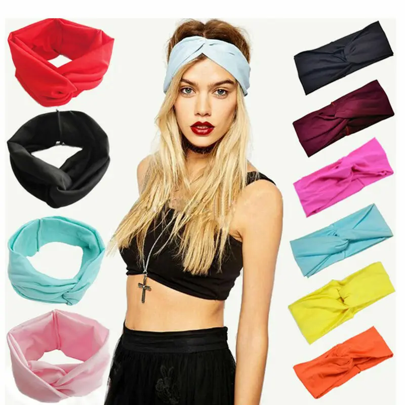 

Fashion Hot Women Cotton Turban Twist Knot Head Wrap Headband Twisted Knotted Hair Band