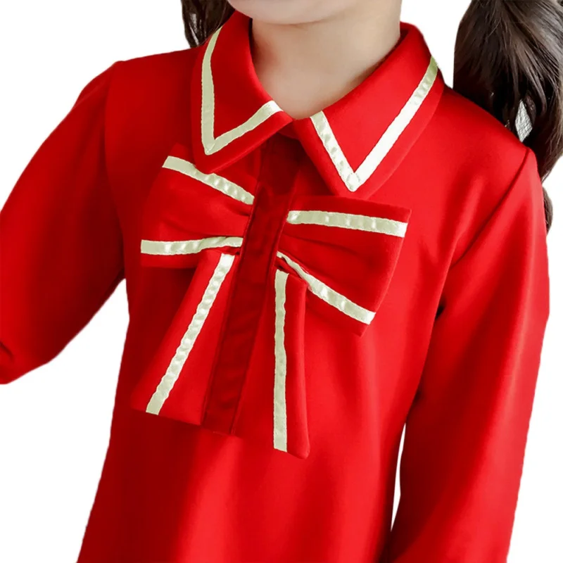 Autumn Casual Baby Girls Solid Print Long Sleeve Dress Kids Toddler Bow Design Pageant Dresses 2019 | Детская одежда и обувь