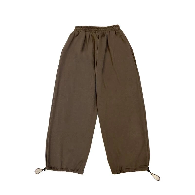 

Stretch Waist Casual Pants Men's Fashion Solid Color Loose Straight Trousers Men Streetwear Wild Hip-hop Trousers Mens