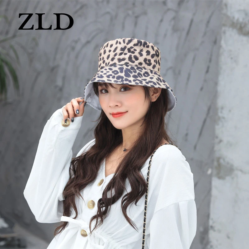 ZLD Рыбацкая шляпа с леопардовым принтом Женская водная мойка Панамка Всесезонная