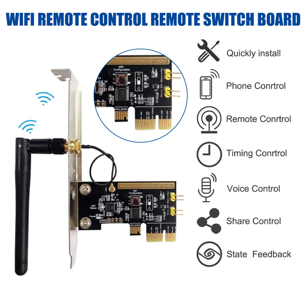 

Computer Remote Switch Controller Wifi Smart Starting Up Card with Antenna Remote Phone APP ON/OFF Control Board for PC