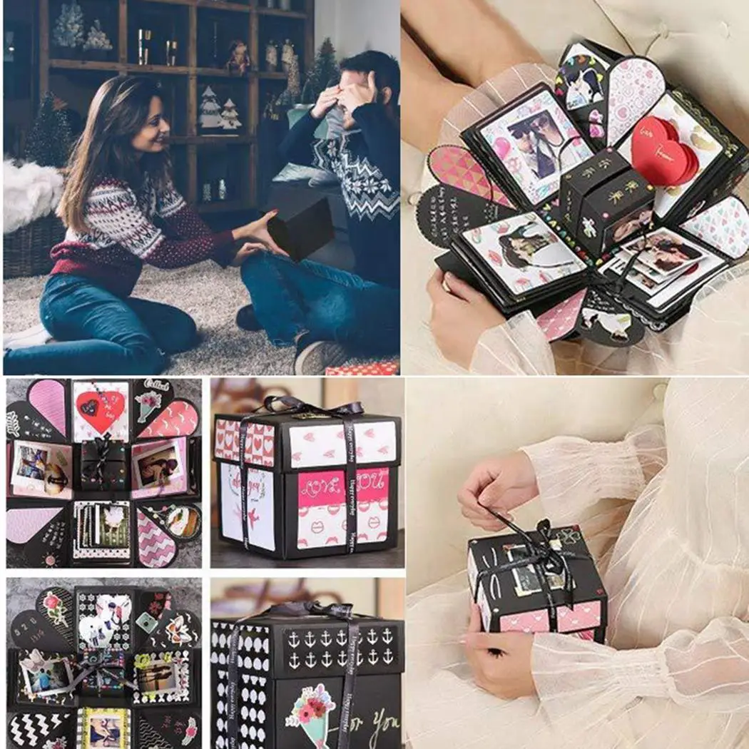 Creative Love Memory Photo Album Wedding Valentine's Day Black Anniversary Birthday Surprise Box | Дом и сад