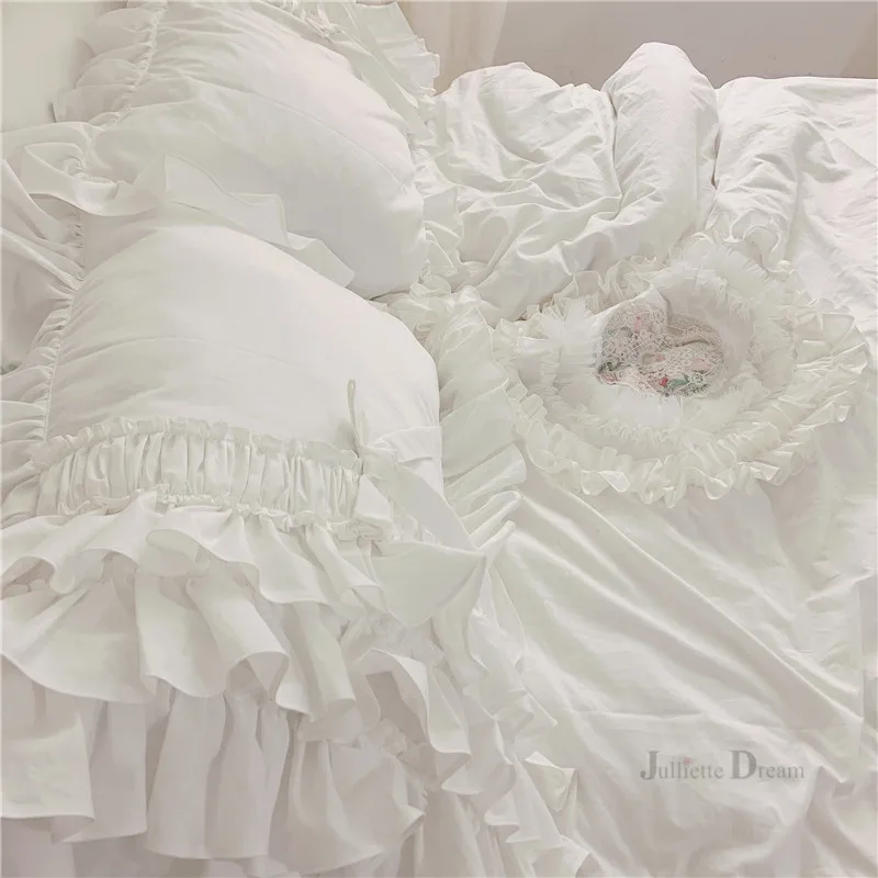 Роскошный романтичный кружевной дизайн постельное белье комплект принцесса