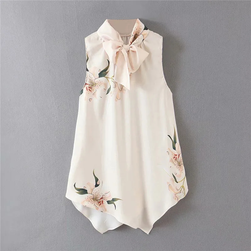 Элегантная атласная летняя блузка для женщин 2020 водолазка асимметричный подол