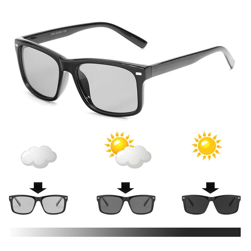 Солнцезащитные очки для мужчин и женщин квадратные поляризационные фотохромные