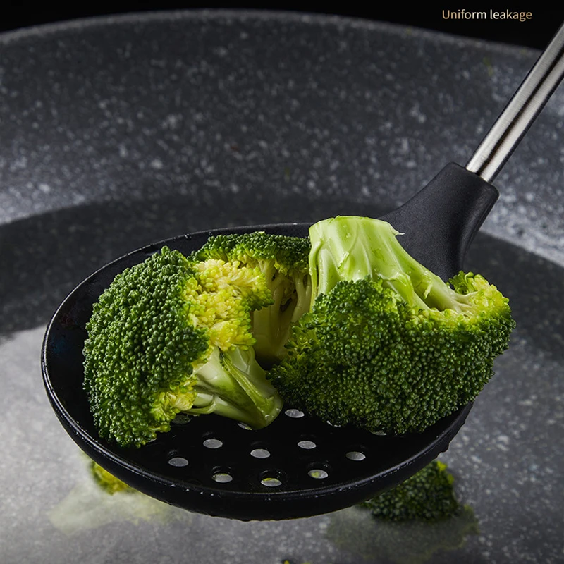 black silicone cooking appliances with stainless steel handle kitchen tools accessories soup spoon spatula nonstick cookware set free global shipping