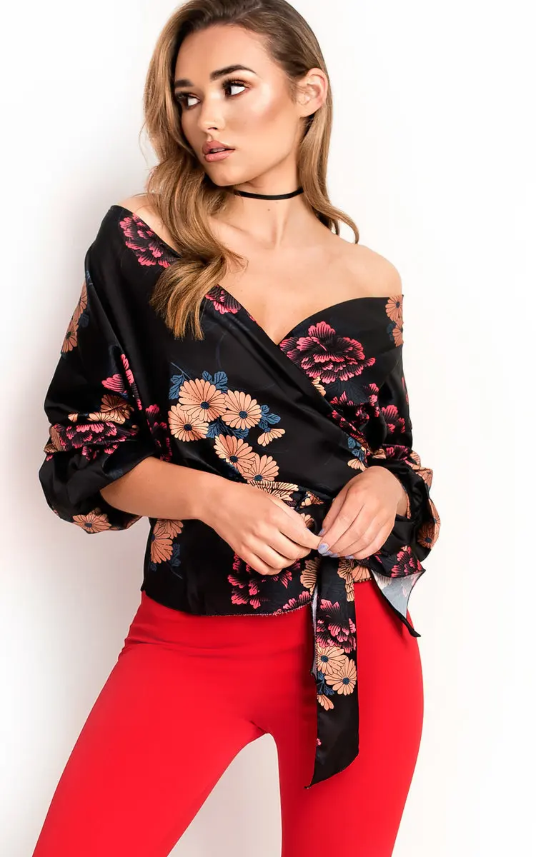 

Female Womens Top Shirt Ladies Short Women Blouse Casual Print Floral V-neck Retro Style Elegance Costume Top