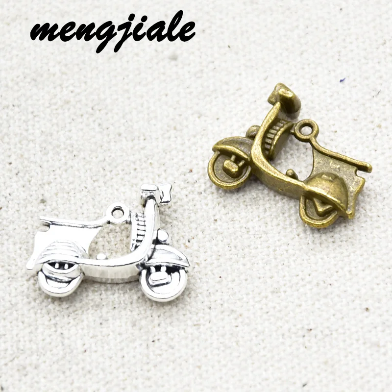 

6pcs Wholesale Two Color 3D Motorcycle Charms Alloy Metal Scooter Pendants For DIY Handmade Jewelry Accessories Making 23*18mm