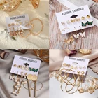 Набор винтажных серег-бабочек для женщин, с жемчугом, розового цвета, 2021