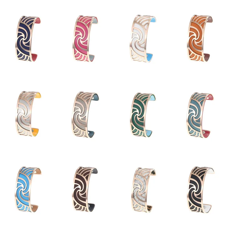 

Cremo Rose Gold Cuff Bangle bijoux acier inoxydable femme 2020 manchette Bracelet Reversible Leather Band Jewelry