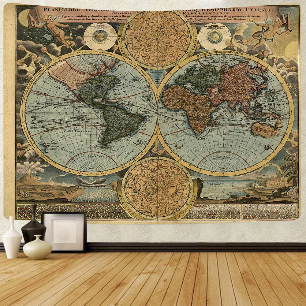 

Map of Warcraft Tapestry Nautical Sea Route Art Wall Hanging Tapestries for Living Room Bedroom Dorm Home Blanket Decor