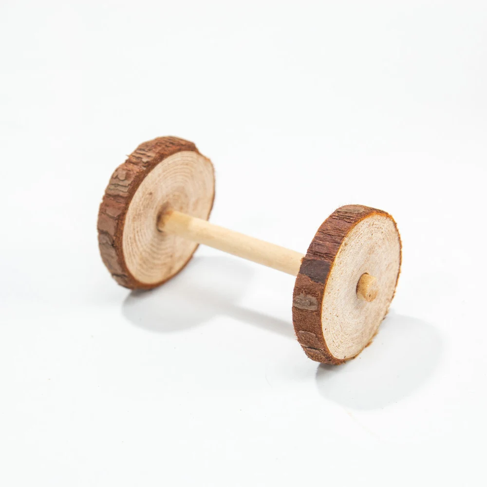 Деревянные игрушки для домашних животных хомяк сосновые гантели Одноколесный