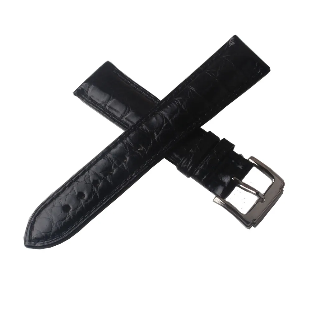 Ремешок из натуральной кожи для мужских часов браслет с черной крокодиловой