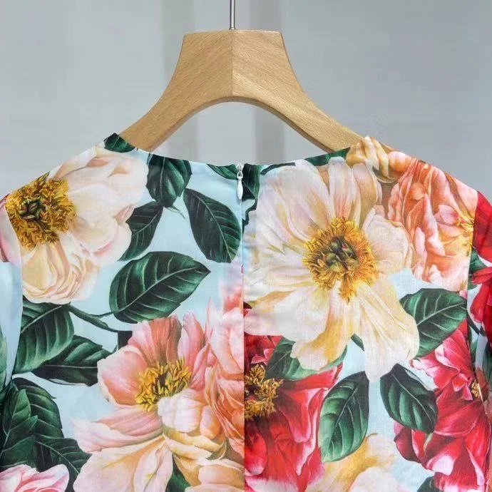 

New 2021 Summer New Fashion Runway Dress Women Half Flare Sleeve Gorgeous Ruffles Floral Printed Mini Dress vestido