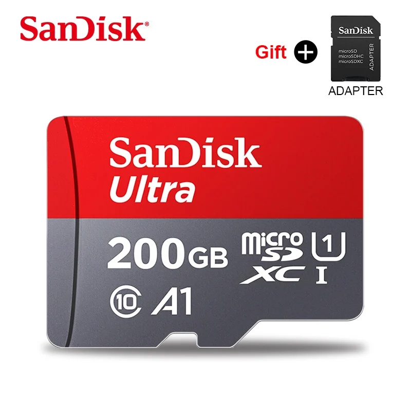 200 ГБ Карта памяти SanDisk Ultra 128 Гб 64 ГБ 32 ГБ 16 ГБ Micro sd карта MicroSDHC A1 SD/TF карта UHS-I класс 10 Флэш-карта - Емкость: 200 ГБ