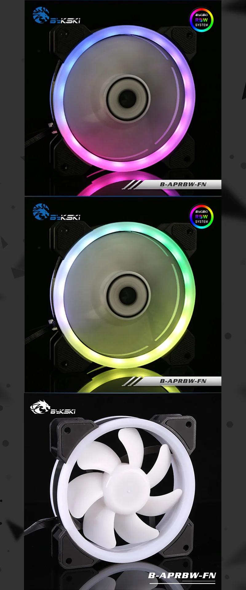 Bykski B-APRGB-FN, B-APRBW-FN Halo fan Symphony RGB, RBW 12 см 5 в 12 В светодиодный светильник меняющий цвет вентилятор водяного охлаждения компьютера Colin