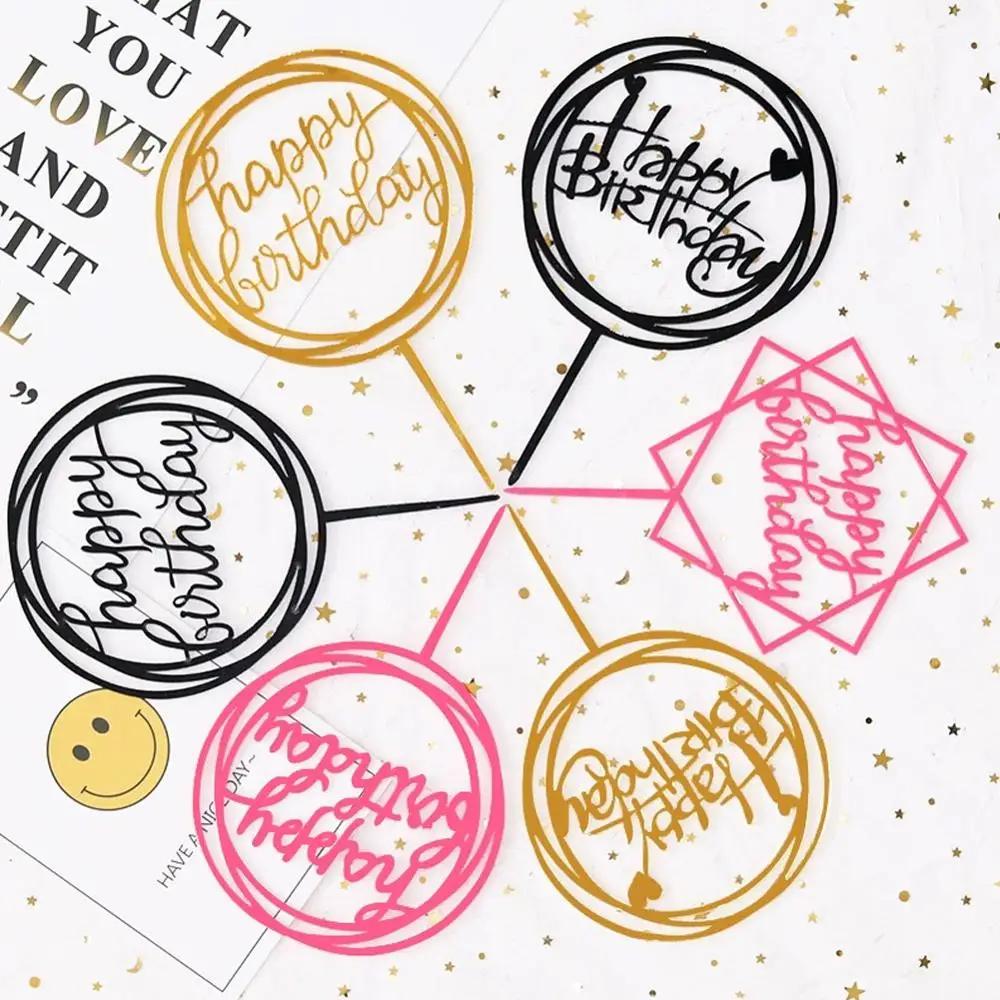 Мода 5 шт. с днем рождения блеск бумажный Топпер на торт Золотой Серебристый буквы