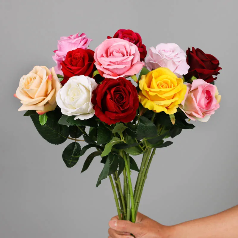 

50CM Artificial Fabric Single Fower Rose Arrangement for Wedding and Events Decor Home Decoration