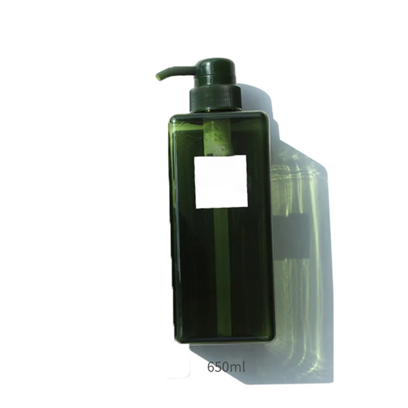650ml Refillable Lotion Bottle Bathroom Kitchen Kit Shower Shampoo Pressure pump Liquid Bottles Travel use - Color: Dark Green