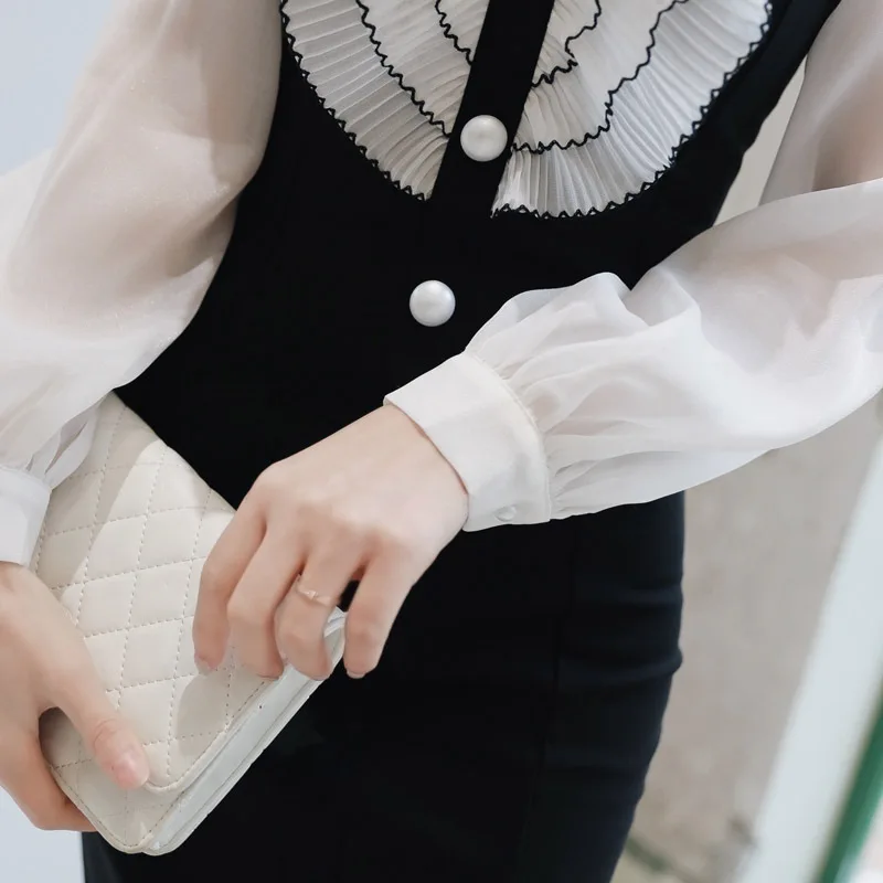 

Spring Autumn Woman Clothes Elegant Dress Zipper Long Sleeve Ruffle Temperament Dresses Black Fashion Fall 2020 Women Clothing