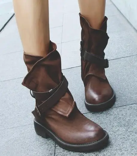 Женская обувь botas mujer сезон осень-зима сапоги до середины икры из искусственной