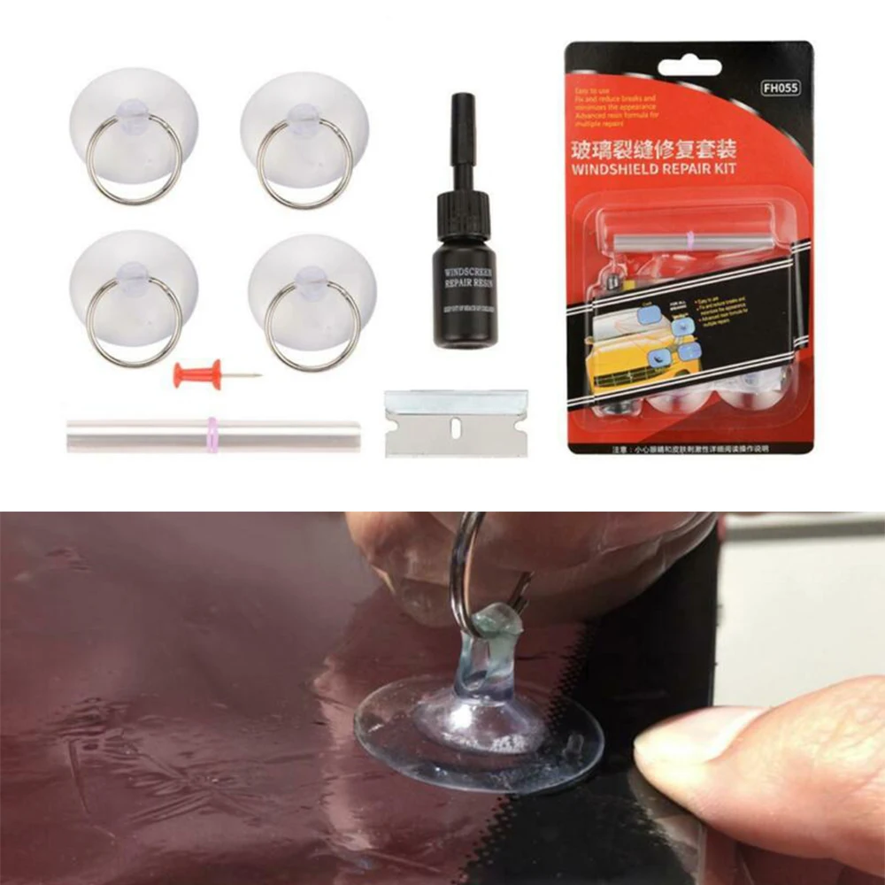 

Rubber Glass repair tool DIY Kit For Chip&Crack Restore Set Fillers Adhesives Car Auto
