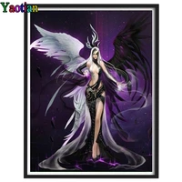 dark angel woman 5d diy diamond painting cross stitch full square round diamant mosaic embroidery by numbers wall art home decor
