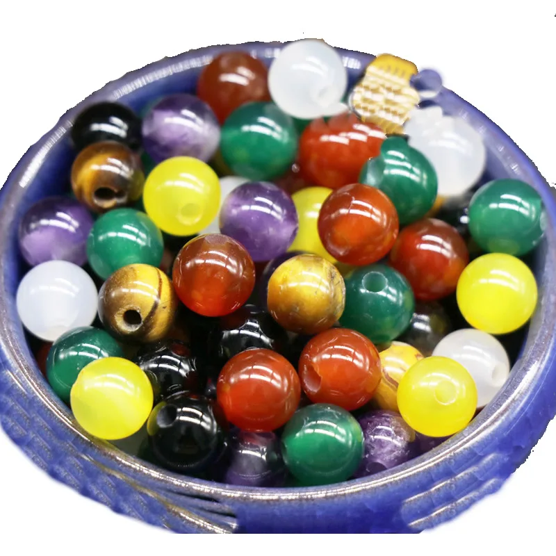 10 шт. натуральных полудрагоценных камней, красочных бусин 6~8 мм, новые каменные бусины с большим отверстием для ювелирных изделий, изготовления бус, аксессуары для ожерелий и браслетов.