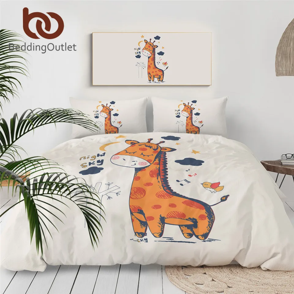 

Комплект постельного белья BeddingOutlet с милым жирафом, детский пододеяльник с наволочками, постельное белье с изображением животных, ночное небо, Луна, Комплект постельного белья