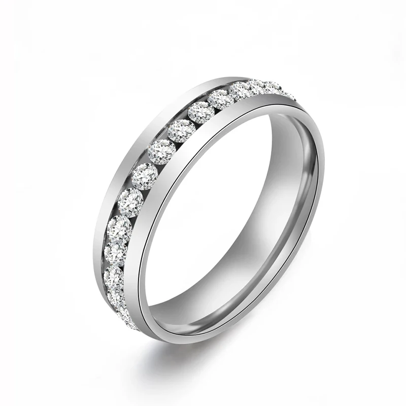 Letdiffery Сияющий 1 Ряд Кристалл Свадебные Кольца для пар 6 мм золото нержавеющая