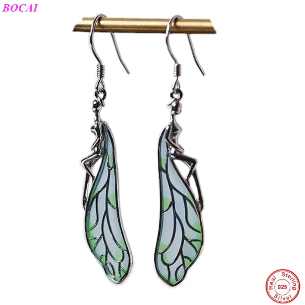 BOCAI реальные S925 чистого серебра Ушные Капли Ювелирные изделия 2020 Новая мода