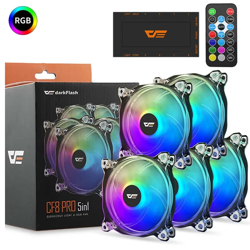 Вентилятор darkFlash RGB 120 мм чехол для компьютера ПК вентилятор прозрачная рамка