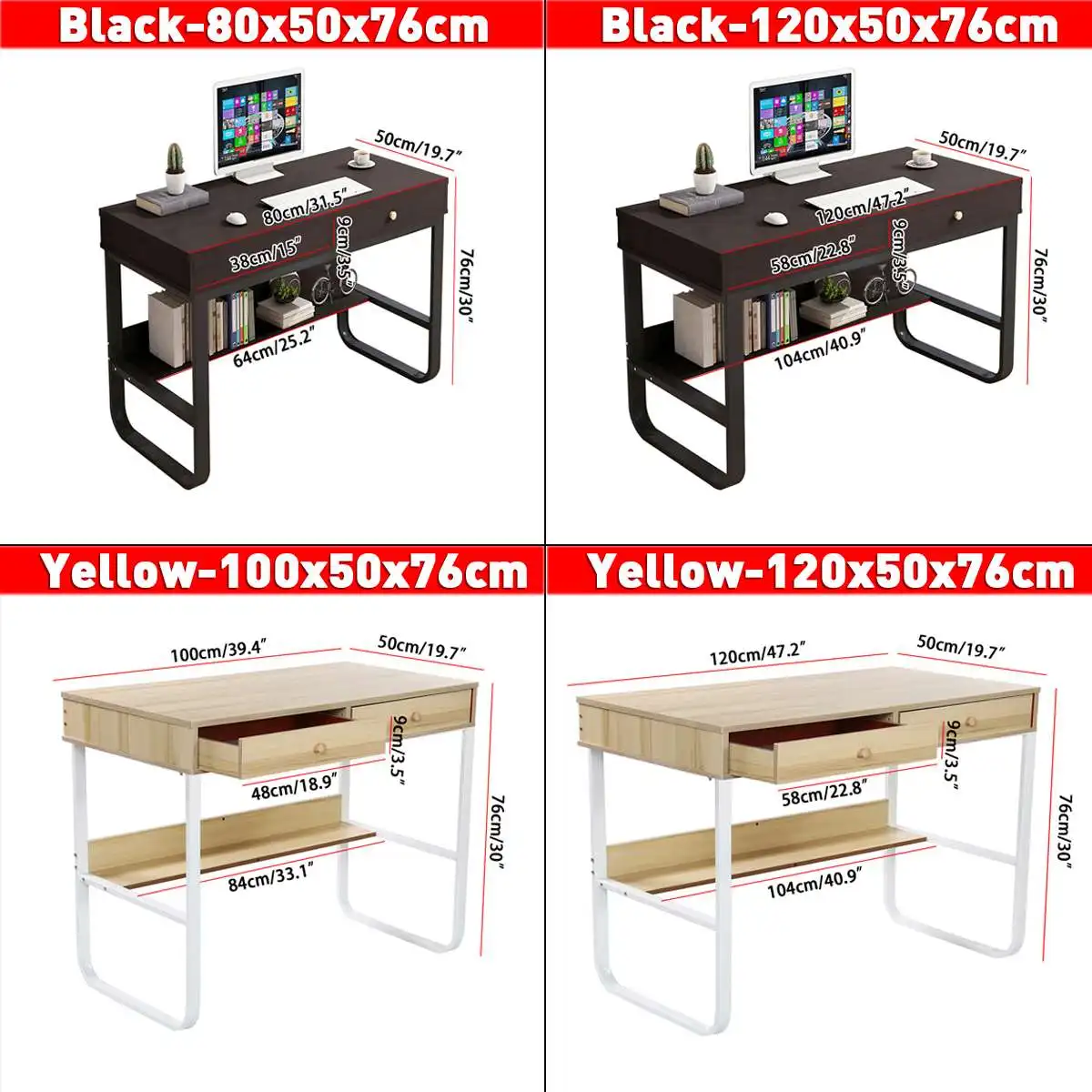 

76cm Computer Laptop Desk Modern Style Computer Desks with Storage Drawer Study Writing Table Office Furniture PC Laptop Tables