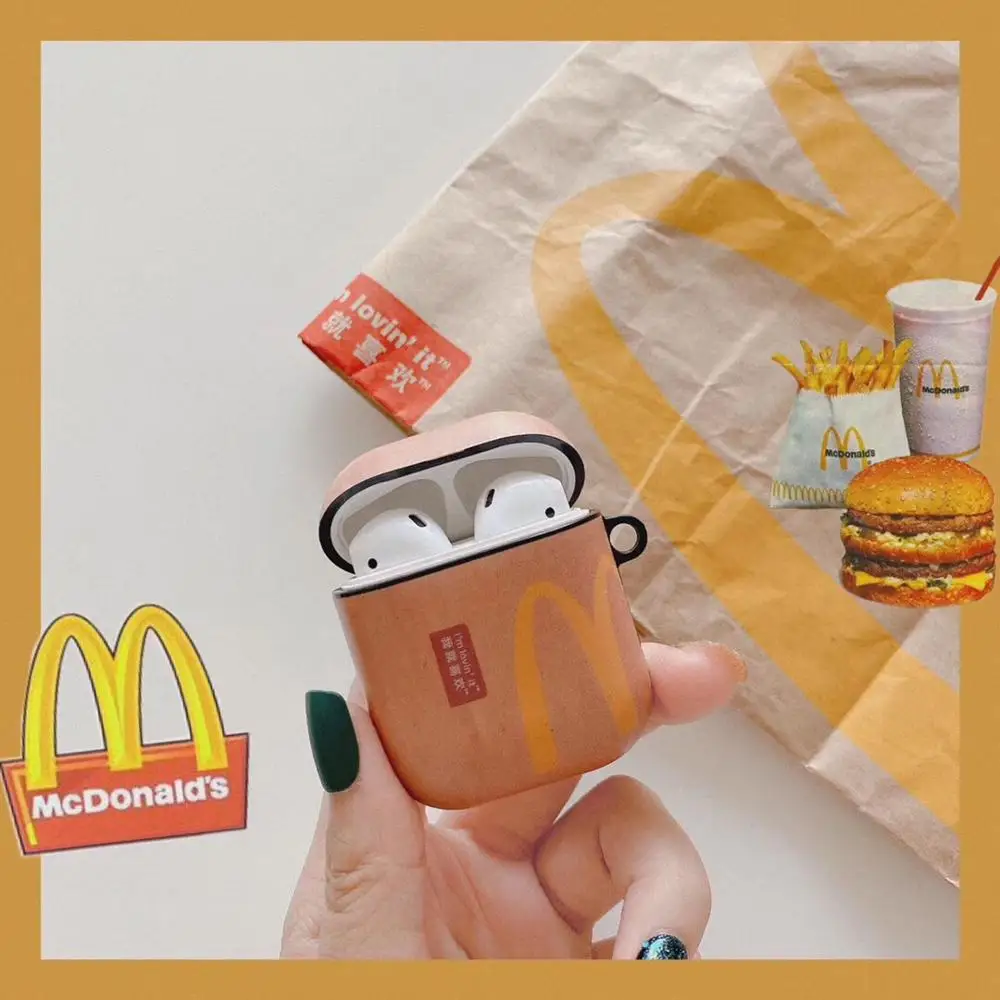Чехол для airpods, забавный упаковочный мешок mcdonald's, Модный мягкий чехол для Apple, новинка Airpods 1/2, чехол, беспроводной Bluetooth, чехол для наушников - Цвет: Хаки