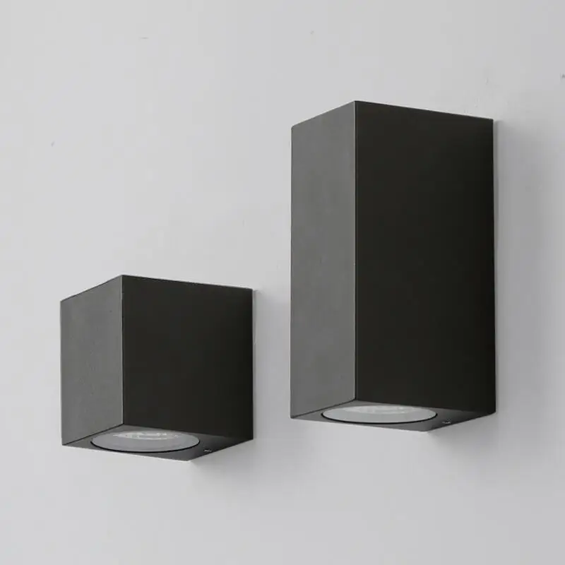 Black Square 5 Вт 10 Вт вверх вниз светодиодный настенный светильник GU10 База водонепроницаемый IP65 AC85-265V 2x5 Вт Двойное боковое излучение открытый светодиодный настенный светильник - Испускаемый цвет: Black Square