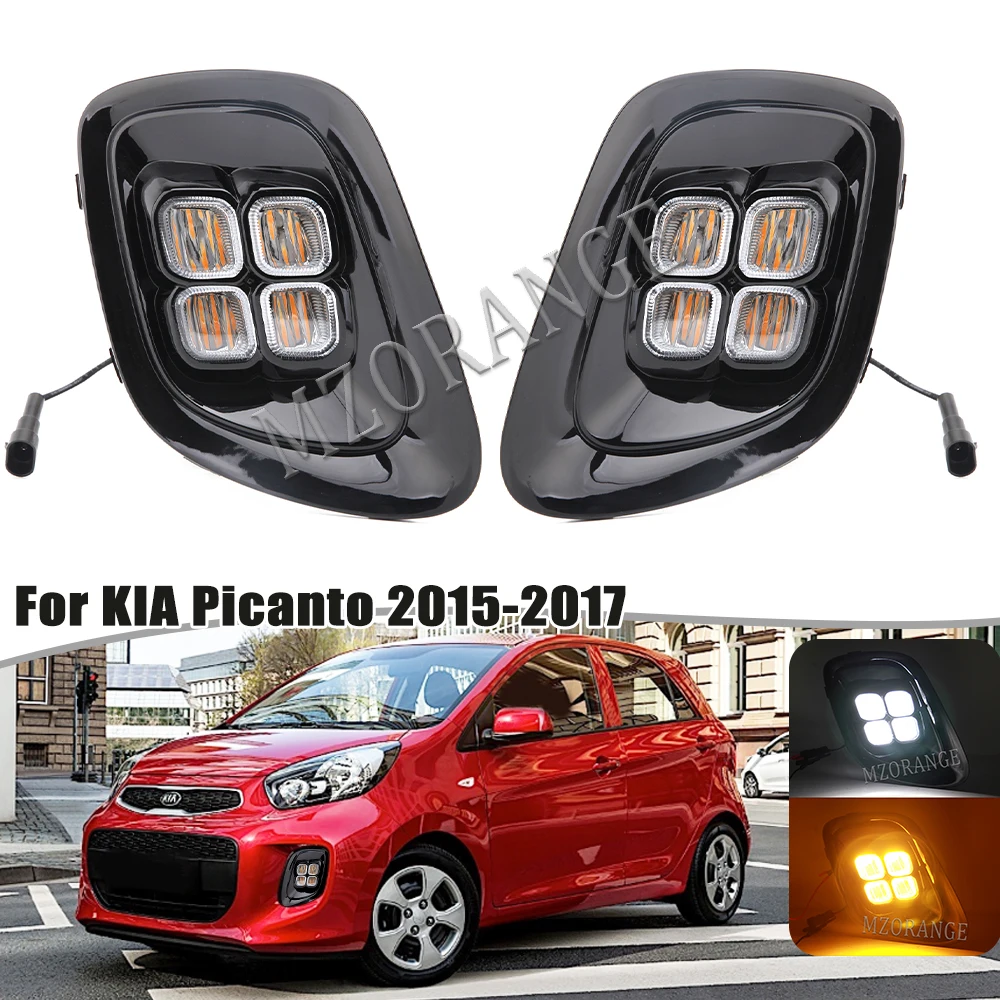 

1 Set LED DRL Daytime Running Light for Kia Picanto 2015 2016 2017 LED Front Bumper Fog Lights Turn Signal Lamp Headlight