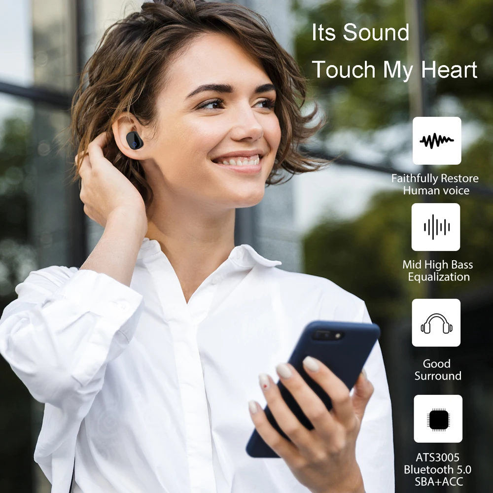 Наушники WarmSea TWS Bluetooth 5,0, отличное качество звука, беспроводные наушники, гарнитура, спортивные наушники