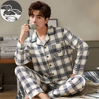 autumn winter mens cotton pajamas letter striped sleepwear cartoon pajama sets casual sleeplounge pyjamas plus size 3xl pijama
